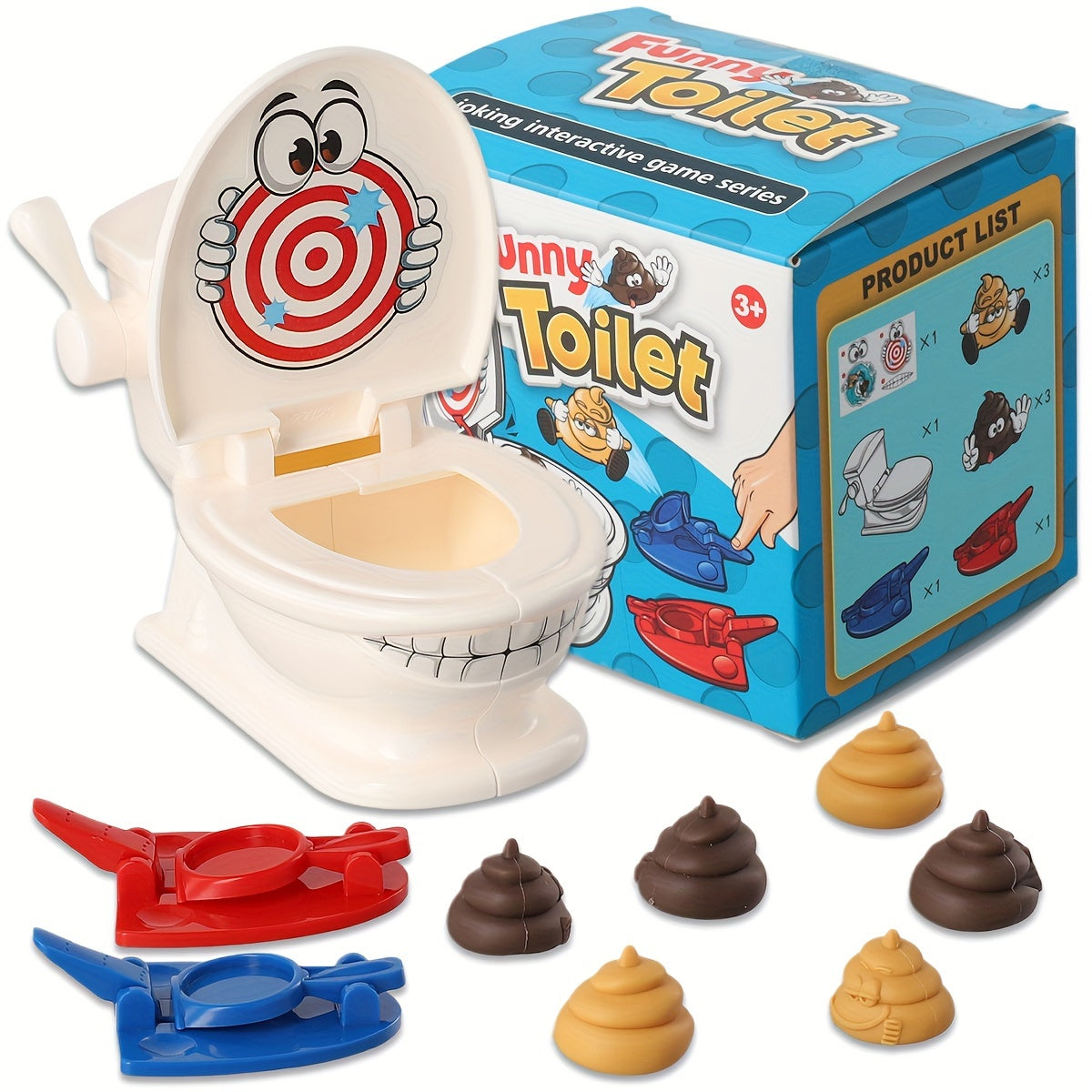 [Poop Shooting Game] Fast Crazy Poop Shooting Game - Poop Shooting | Fun Family Game for Youngsters - Includes 1 Toilet, 2 Quick Launchers, 6 Soft Plastic Toy Poops, Suitable for 3 4 5 6 7 8 9 Years Old Boys and Girls Toy Gift