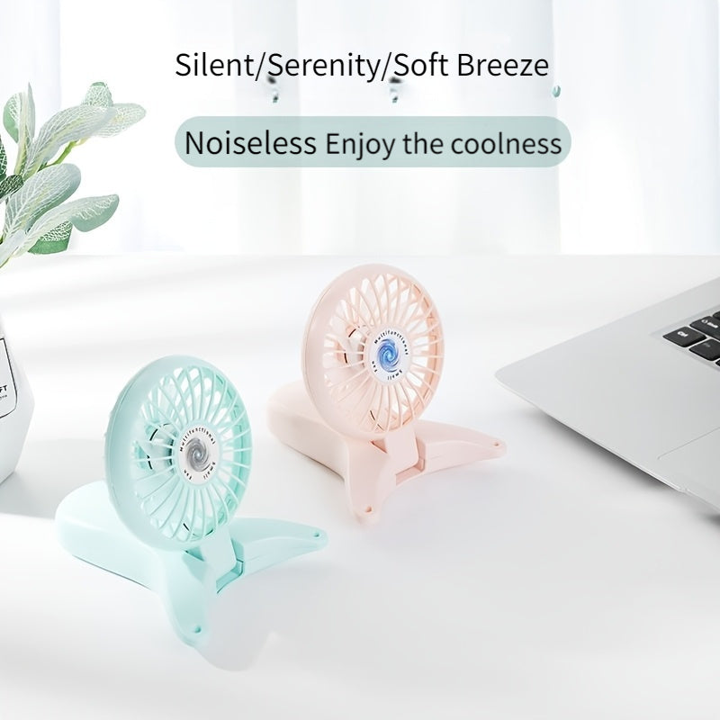 Portable USB Rechargeable Mini Fan - Compact Handheld Neck Fan with 1200mAh Battery, 3 Speed Settings, Foldable Design for Travel & Students, Lightweight Fan for Purse or Bag