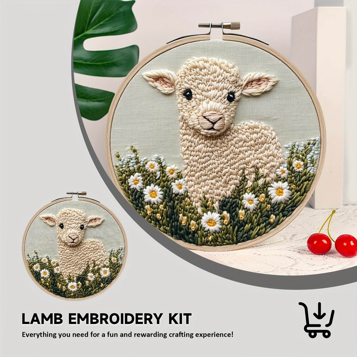 1pc Punch Needle Kit - Adult's Punch Stitching Set, Adorable Cartoon Animal with Daisy Flowers, DIY Needle Punch Kits for Art Crafts, Suitable for Handmade and Decoration, An Ideal Holiday Gift
