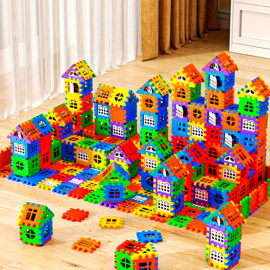 100Pcs Large Size Creative Square Block House Assembly Building Blocks, Basic Educational DIY Assembly Toys for Birthday Gifts