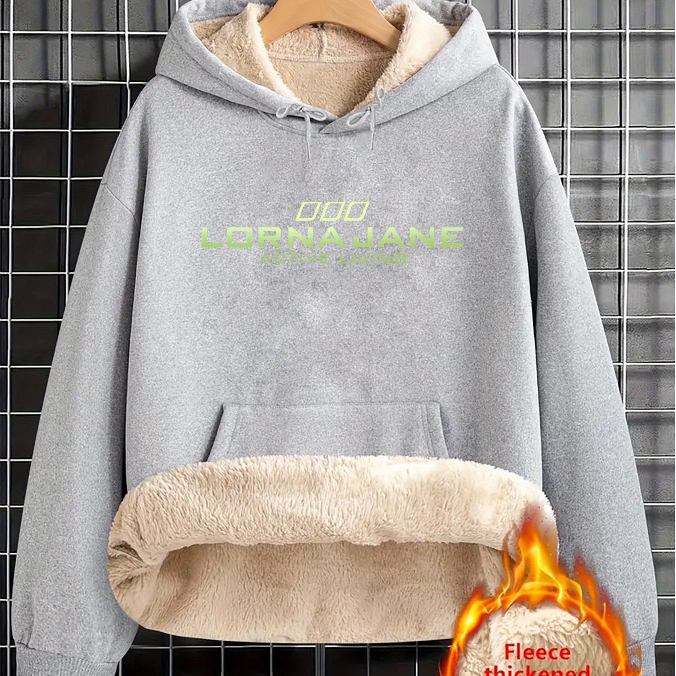 1pc Stylish Green "Lorna Jane" Letter Print Hoodie for Women - Cozy Long Sleeve Pullover with Pockets, Casual Fall/Winter Sweatshirt, Perfect Holiday Gift, Casual Wear Hoodie | Trendy Women'S Hoodie | Texture