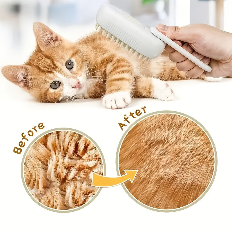 [3 In 1 Steamy Brush] 3 In 1 Cat Steamy Brush, Steamy Cat Brush | Cat Brush Massaging Comb, USB Recharging Pet Grooming Comb - for Removing Loose Hair & Massaging, Suitable for All Cats & Dogs, Perfect Gift for Pet Lovers