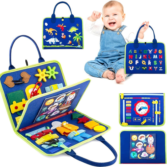 Toddler Busy Board Toys, Sensory Board Educational Activities for Learning Fine Motor Skills, Gifts for Girls Boys Toddlers, Travel Toys for Airplane Car