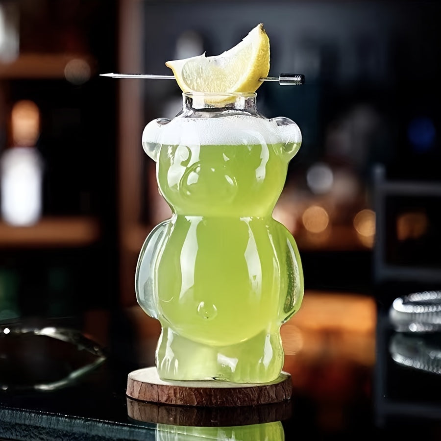 [Reusable Insulated Bear Cocktail Cup] Adorable Glass Bear Cocktail Cup - Perfect for Home Use, Hand Wash Only, Insulated, Reusable