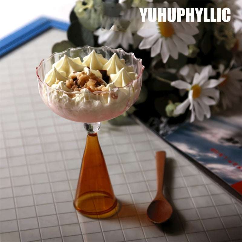 YUHUPHYLLIC 1pc Unique Flower Glass Drinking Cup Creative Wine Glass Colorful Cocktail Cup Used for Drinking Drinks Separated Water Cup Hand Wash Only Reusable Champagne Glass