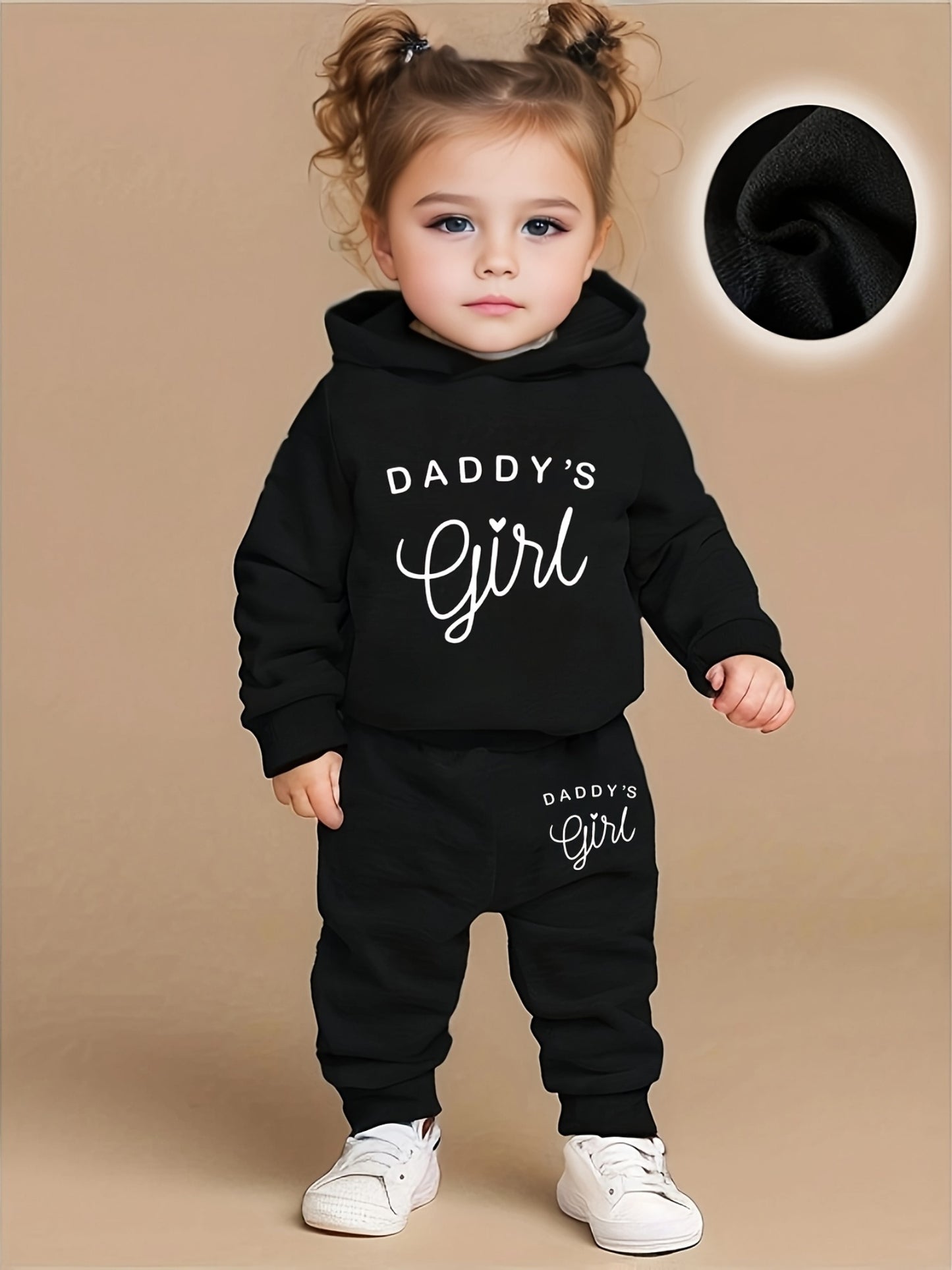 Baby Girl'S DADDY'S GIRL Letter Pattern Hoodie And Casual Long Pants Spring And Autumn Sports Outfit, for Outdoor