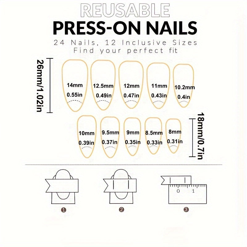 24pcs of Pink Bow Sweet And Cute Push-On False Nails, One Jelly Glue And One Nail File