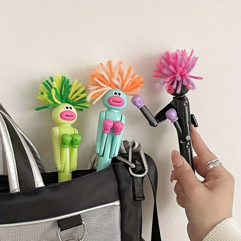 1pc Funny Exploding Hair for Man Boxing Round Ballpoint Pen Creative Relax Pen Student High-looking Funny Birthday Gift 1.0mm Black Refill Knock Big Mouth Knock Pen