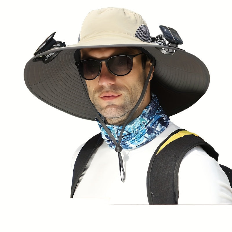 Outdoor Solar Multifan Fan Hat. In-Ward Detachable Dual Fan. Adjustable Three Wind Speed with USB Charging Interface. Suitable for Outdoor Leisure Fishing Hat. Fisherman Hat. Sunscreen Hat. Outdoor Sunshade Hat. Hiking Hat.