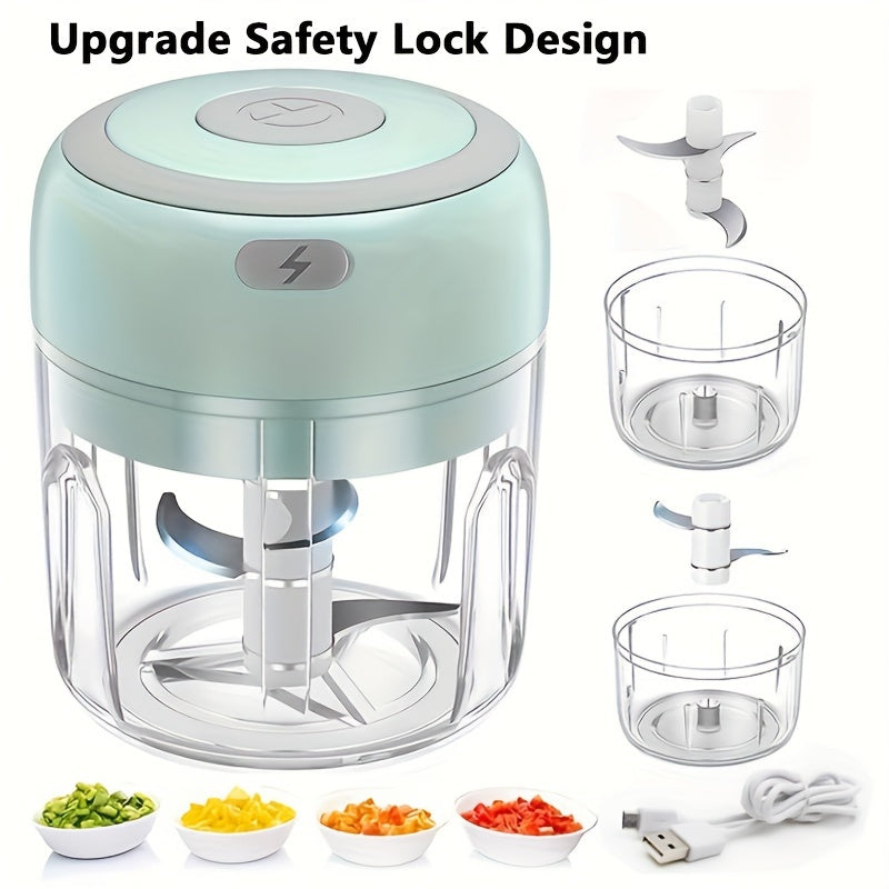 USB Rechargeable 250ml Cordless Electric Blender - 30W High-Powered Multifunctional Food Processor, Quickly Blends/Chops Meat/Garlic/Vegetables/Baby Food, Food-Grade Cup, Child Lock Safety, Ideal for Kitchen & Camping