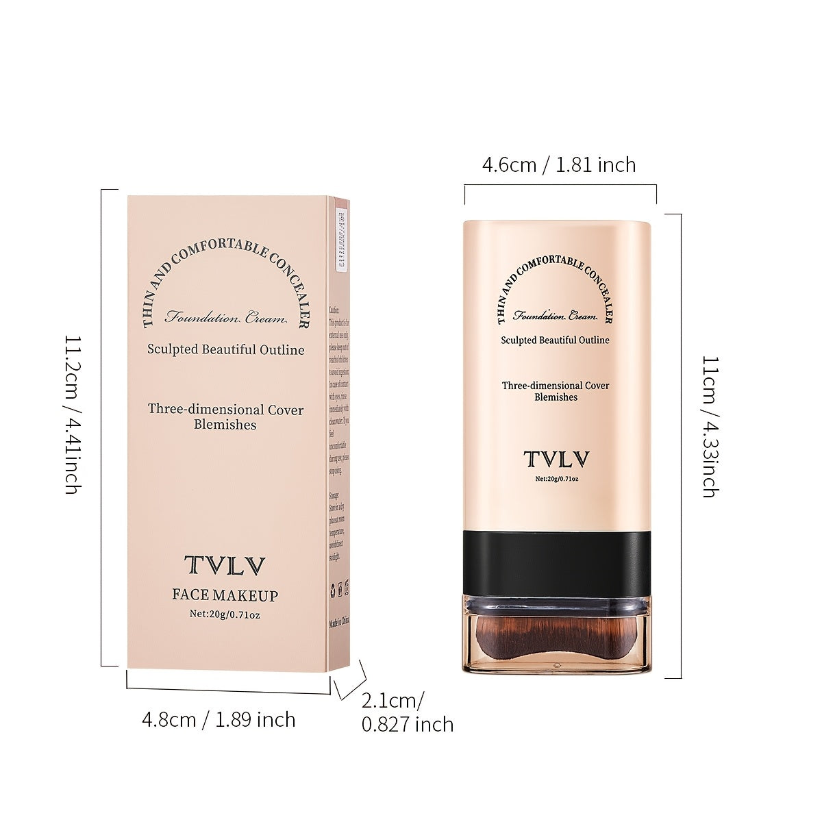 2-in-1 Concealer and Foundation Stick, Covers Dark Circles, Waterproof and Sweat-Resistant, Creates Flawless-Looking Makeup