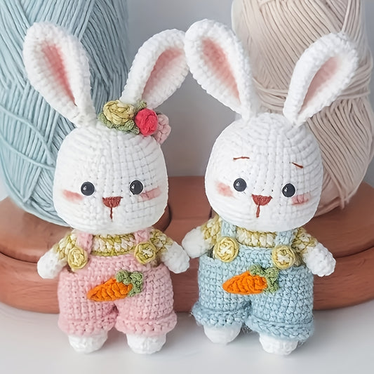 Complete Craft Set Carrot Rabbit Crochet Kit - Beginner-Friendly DIY Amigurumi Keychain & Desk Decor with Tutorials, Videos, and Gift Bag - Perfect for Birthdays, Couples, Christmas
