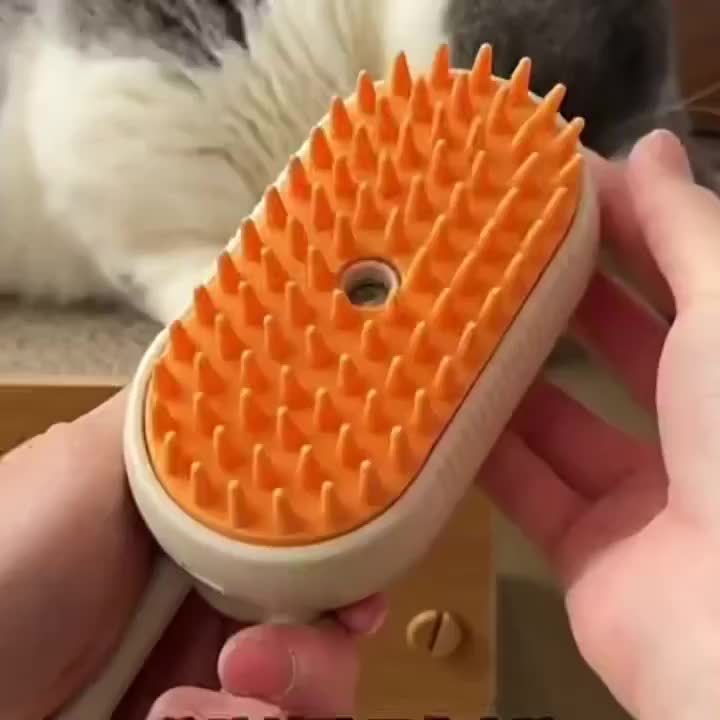 [3 In 1 Steamy Brush] 3 In 1 Cat Steamy Brush, Steamy Cat Brush | Cat Brush Massaging Comb, USB Recharging Pet Grooming Comb - for Removing Loose Hair & Massaging, Suitable for All Cats & Dogs, Perfect Gift for Pet Lovers