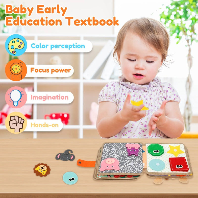 Kids Felt Quiet Books - 3D Sensory Activity Toy with Animal, Nature & Transportation Themes, Interactive Buttons & Zippers, Soft Felt Material for Fine Motor Skills & Cognitive Development, Portable Baby Learning Toy for Toddlers & Infants, Portable Story