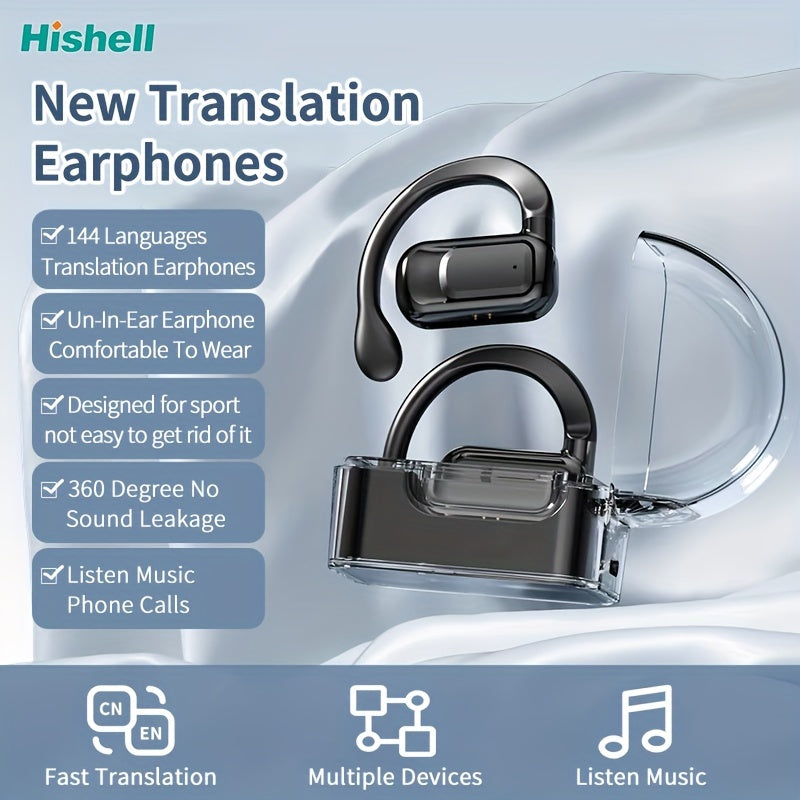 [Real Time Translator] Real Time 2-Way Language Translator Earphones | 144 Languages, Portable Translation Headset with APP for Music And Calling, for IOS & Android