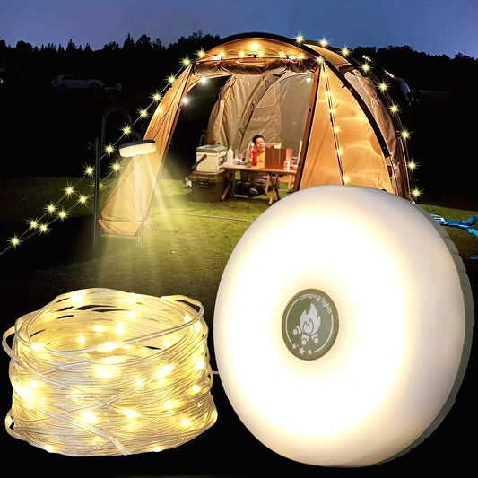 Pack of 1 Camping Light String, Warm Light USB Rechargeable Outdoor Camping Lamp, IP44 Portable Camping Light with 5 Modes and Adjustable Brightness, Durable Halloween Fairy Christmas Lights, Perfect for Thanksgiving