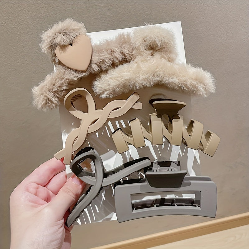 Winter Plush Large Claw Clip for Women's Hair New Style Girl's Curly Hair Shark Clip Hair Accessory