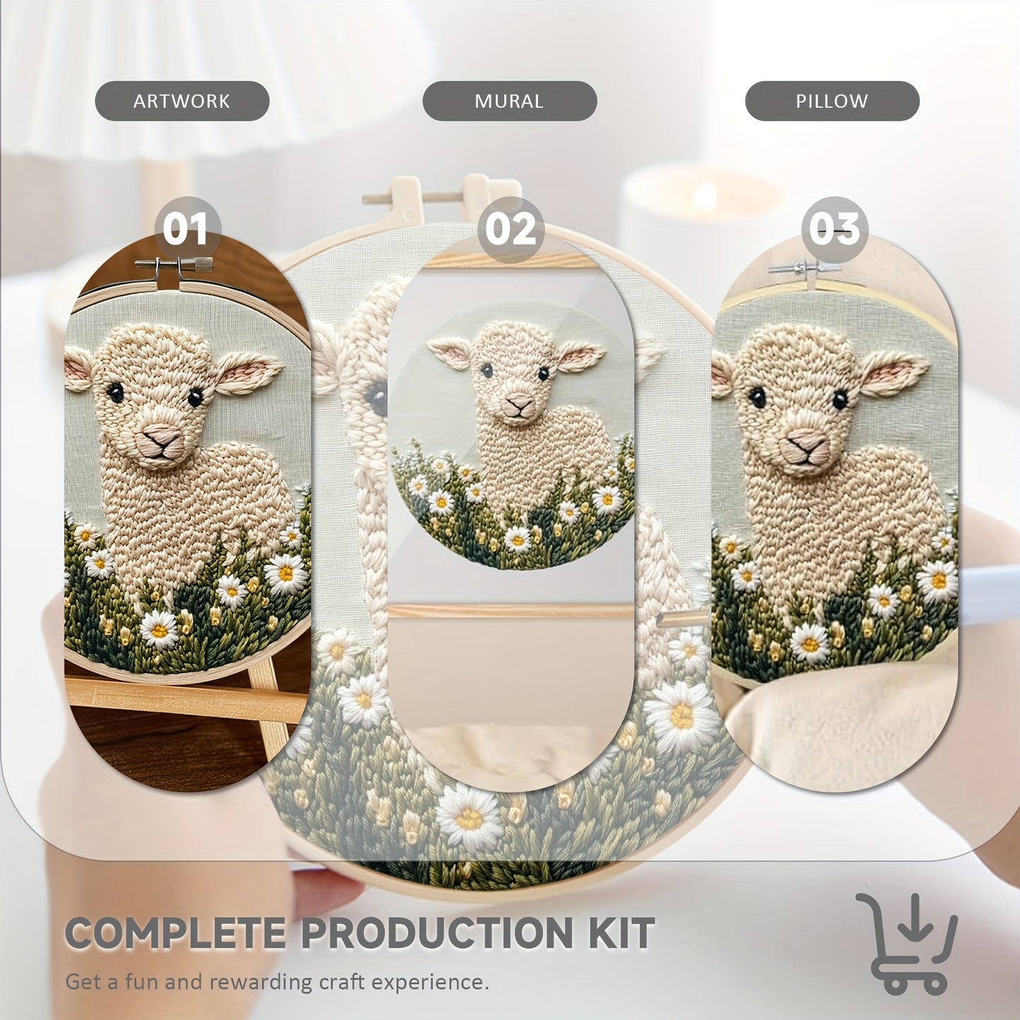1pc Punch Needle Kit - Adult's Punch Stitching Set, Adorable Cartoon Animal with Daisy Flowers, DIY Needle Punch Kits for Art Crafts, Suitable for Handmade and Decoration, An Ideal Holiday Gift