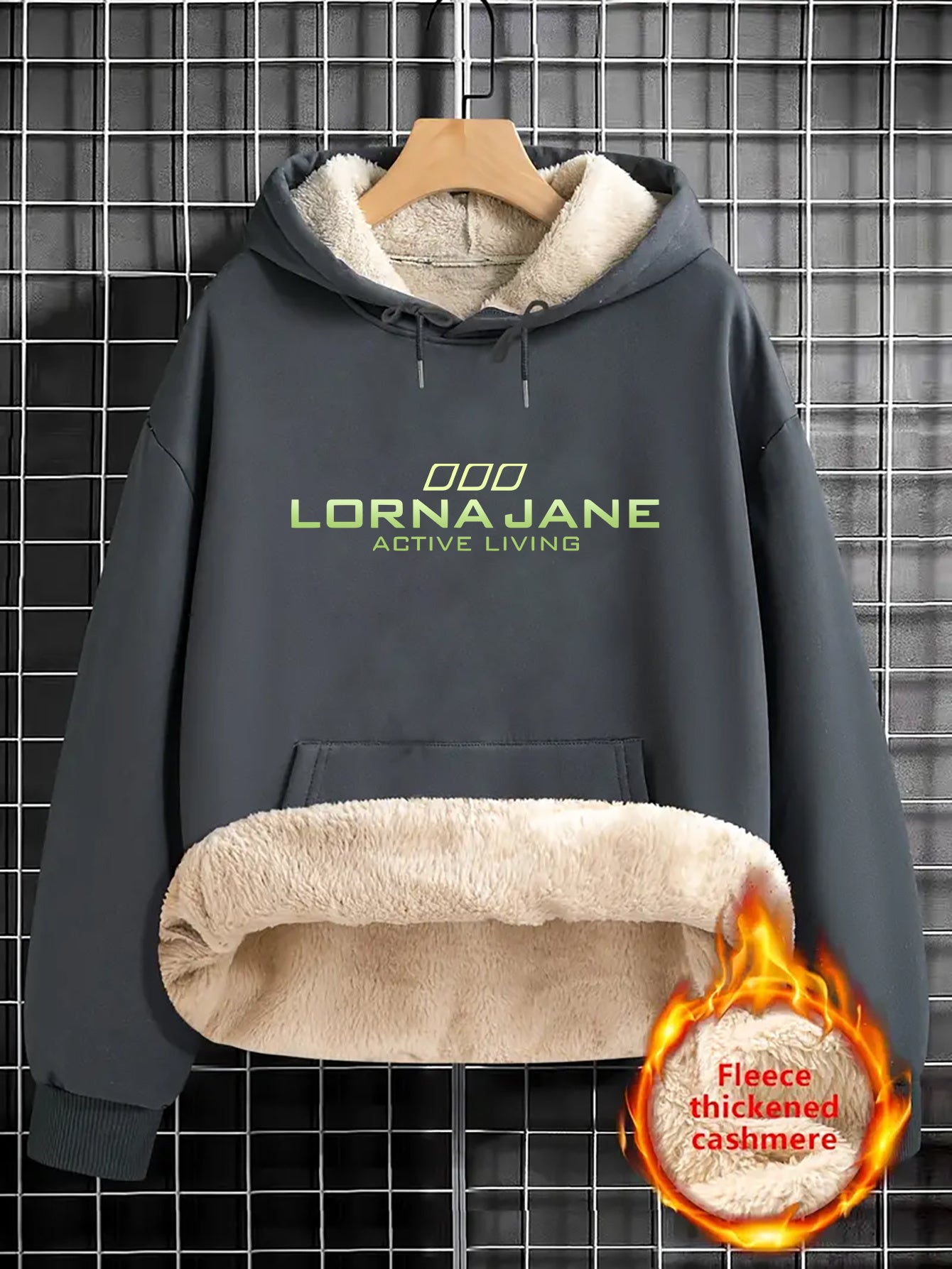 1pc Stylish Green "Lorna Jane" Letter Print Hoodie for Women - Cozy Long Sleeve Pullover with Pockets, Casual Fall/Winter Sweatshirt, Perfect Holiday Gift, Casual Wear Hoodie | Trendy Women'S Hoodie | Texture