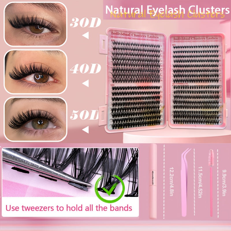 [DIY Lash Kit] 640/280pcs Extra Thick 30D40D50D DIY Lash Clusters Eyelash Extension Kit | 9-16mm Mixed Length Lashes, D Curl, Wispy Manga Lashes Look