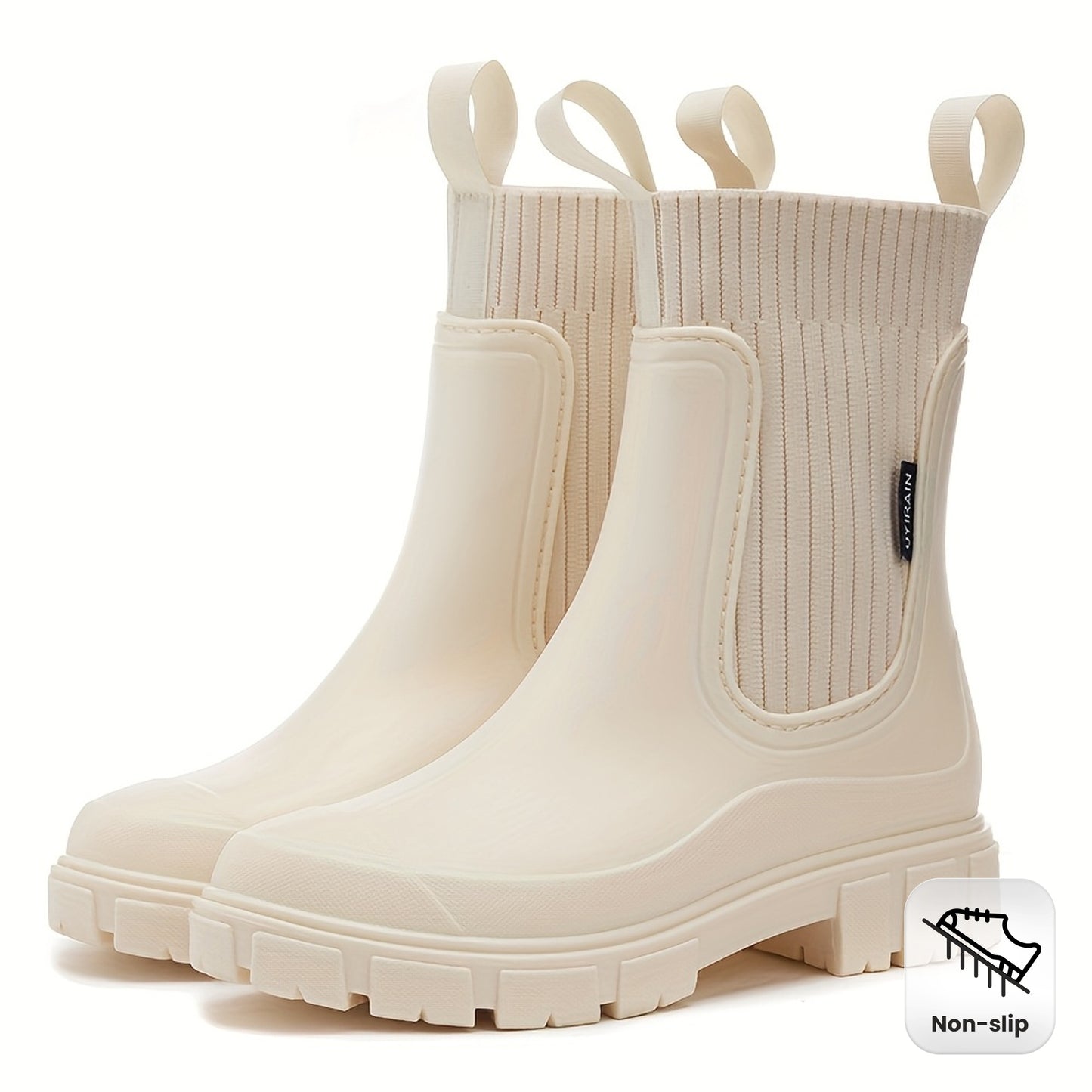 Women'S Chelsea Rain Boots - Slip-Resistant Thick Sole, Round Toe, PVC Upper & Sole, Comfortable Fabric Inner & Insole, Versatile Outdoor Footwear for Casual Attire, Versatile Outdoor Shoes | Chelsea Rain Boots | Durable PVC Materia
