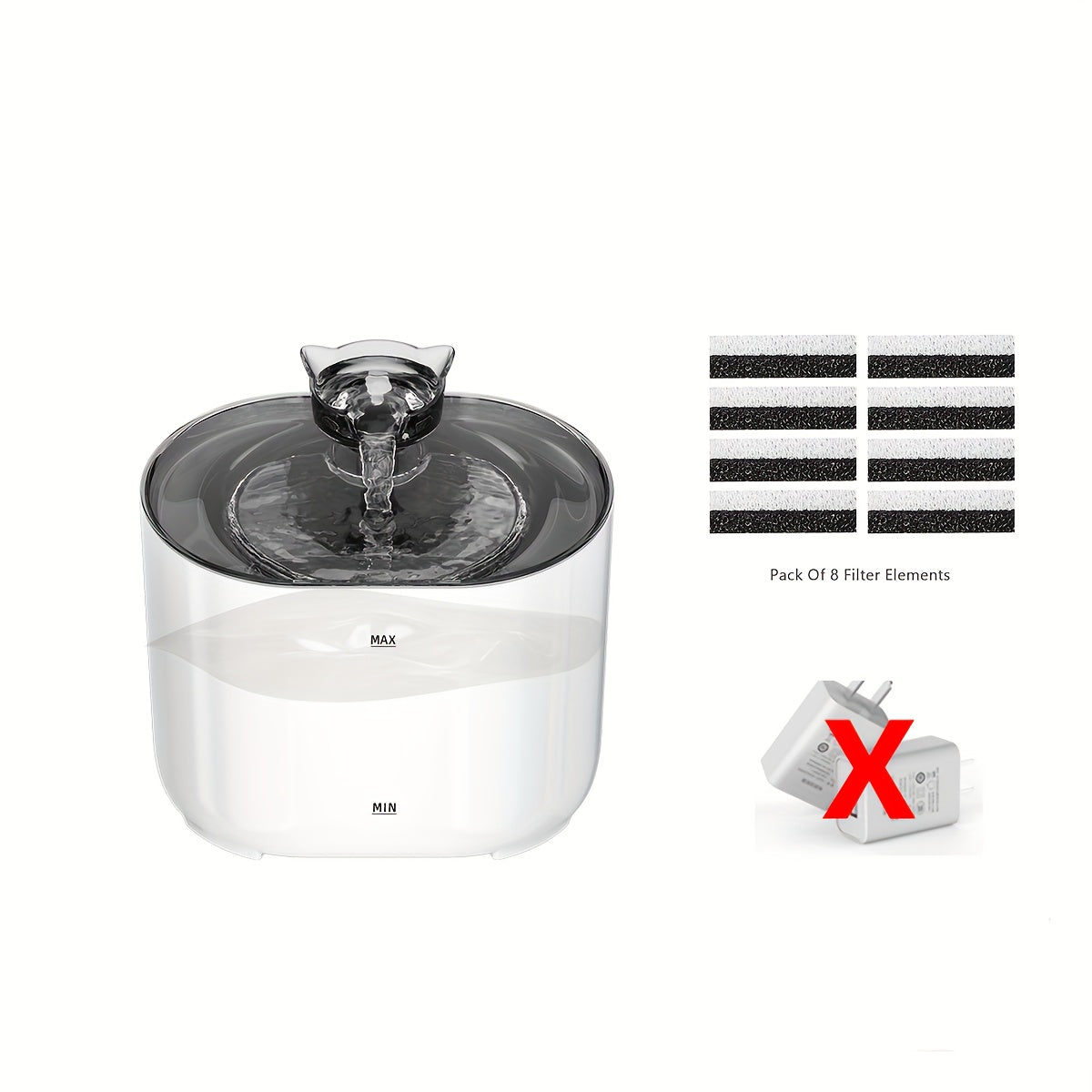[Ultra Quiet Cat Fountain] Ultra Quiet 2.2L/74oz Cat Water Fountain - Cat Fountains with Cat-Shaped Spout - Indoor USB Powered Pet Drinking Dispenser