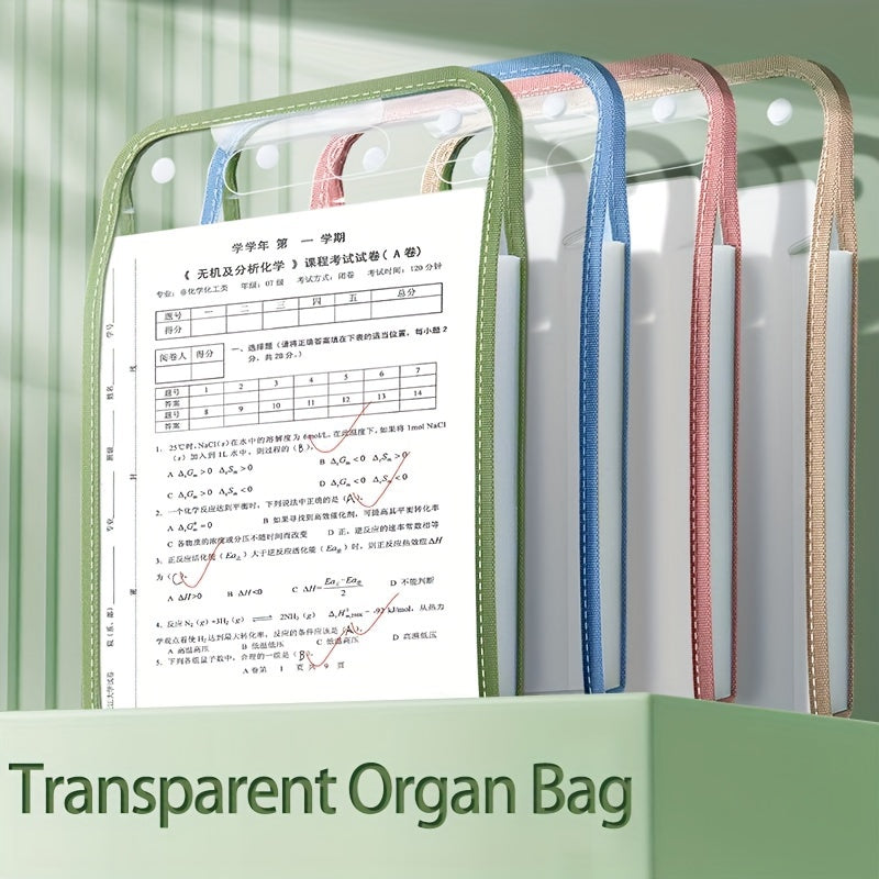 1pc, Durable A4 13-Pocket Expanding File Folder, Organ bag, Thickened PVC transparent, Organizer for Student Papers & Documents, for storing student test papers and data files