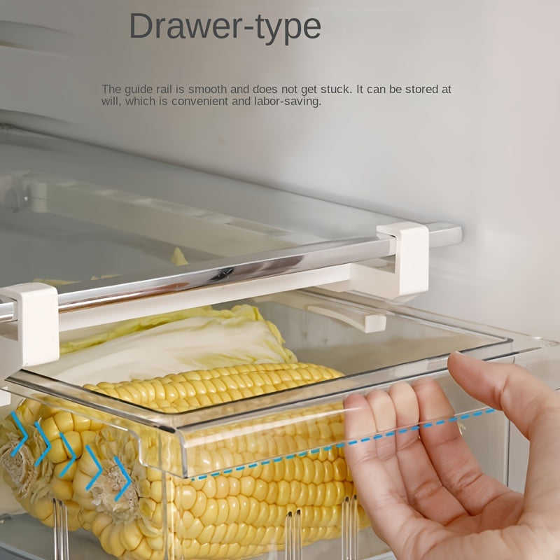Transparent Kitchen Storage, 1pc/2pcs Refrigerator Hanging Drawer, Vegetable and Fruit Preservation Freezer Box