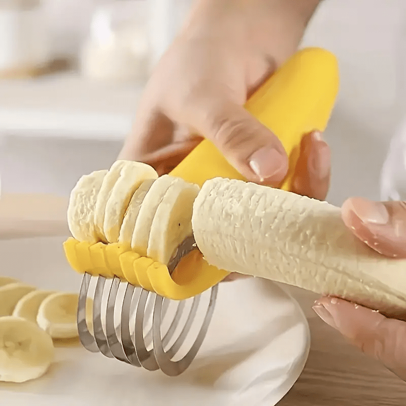 1pc Stainless Steel Banana & Cucumber Slicer - Food-Safe, Easy to Use, Ideal for BBQs & Outdoor Cooking, Kitchen Gadget, Outdoor Kitchenware, Essential Tool for Camping and Dinin