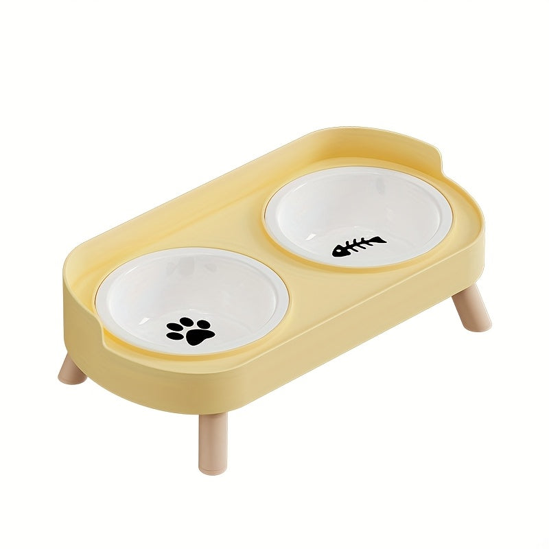 [Elevated Feeder] Elevated Double Bowl Feeder | Featuring Water And Feeding Integration Design, Available in Plastic, Stainless Steel, And Ceramic in Various Colors, Perfect for Cats And Dogs