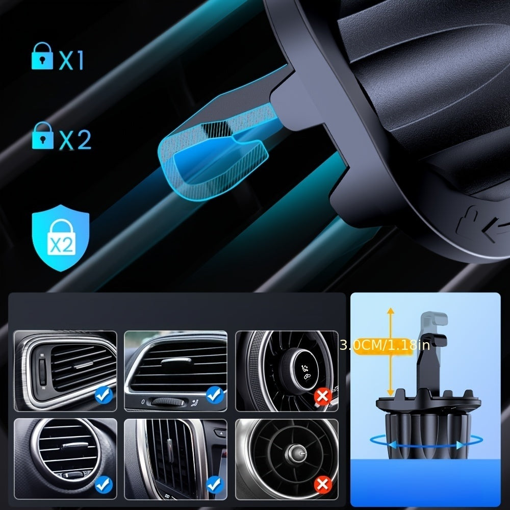 TOPK Car Phone Holder Mount, Car Mount with Hook Clip for Car Air Vent 360° Rotation Phone Mount Compatible with iPhone Samsung Android Cell Phone