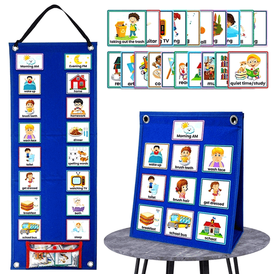 70-Card Visual Daily Schedule Board - Autism Learning Materials for Home School, Morning Bedtime Routine Chart, Chore Chart, and Responsibility Tracker with Communication Cards - Non-Electronic, Uncharged, and Easy-to-Use Educational Tool