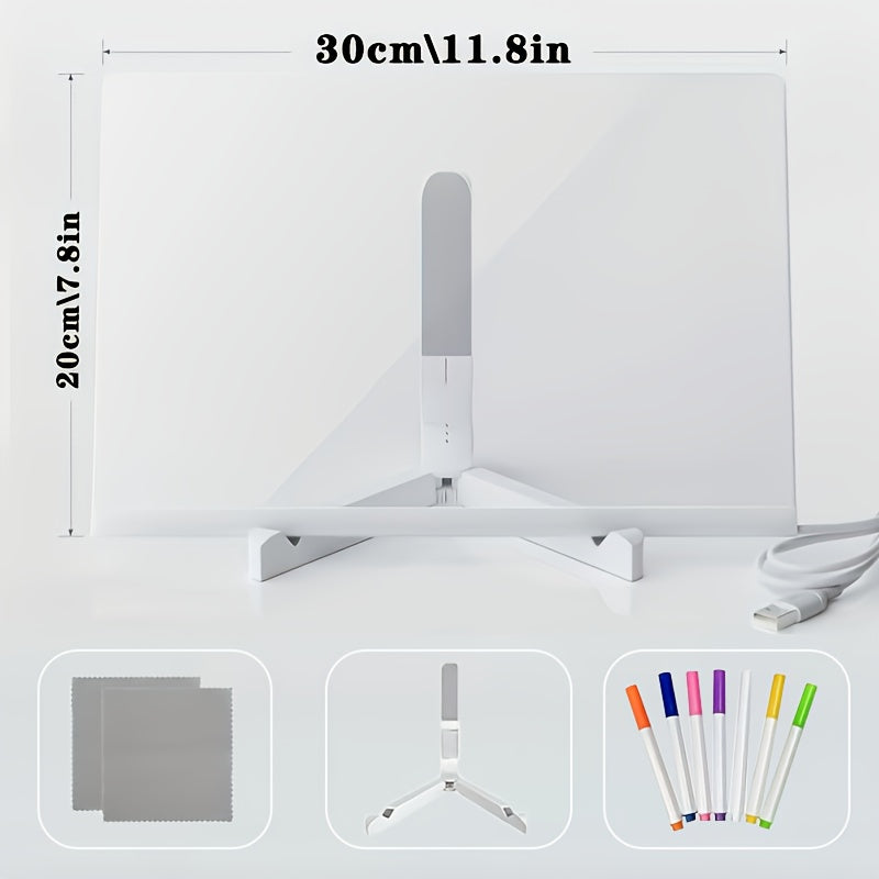 1pc Youngsters Light Up Acrylic Chalkboard Board with USB Powered Lamp - Multi-Purpose Drawing & Message Board for Bedroom Nightlight, No Battery Required, Transparent PMMA Material, Youngsters's Drawing Board|Colorful Board|Glossy Finish, Graffiti Board,