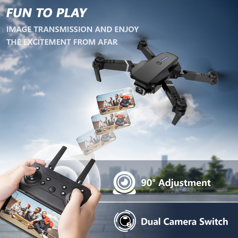 Top Selling Remote Control Aircraft HD Dual Camera Foldable Remote Control Drone One Click Easy Take-off and Landing Remote Control Quadcopter for Beginners and Enthusiasts Affordable Drone Halloween, Christmas and New Year Holiday Gifts