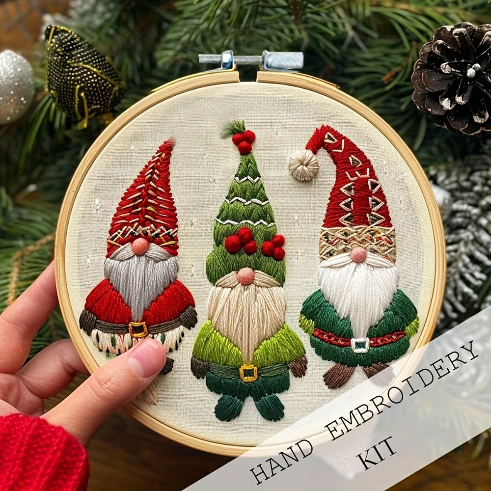 1pc Christmas Hand Embroidery Kit for Beginners, DIY Crafting Material Pack, Mixed Colors, Fabric, Seasonal All Year Round, Artwork, Sewing Supplies, Embroidery Supplies, Embroidery Hoop Kit