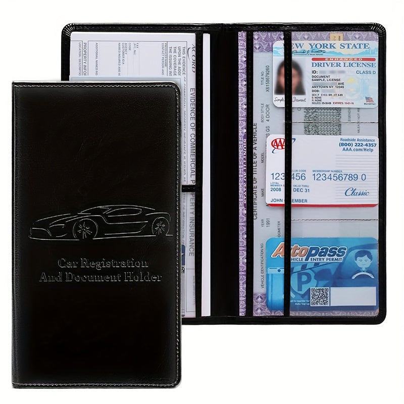 [Car Document Protector] Easy Access Car Registration and Insurance Card Holder - Vehicle Glove Box Paperwork Organizer for Men and Women