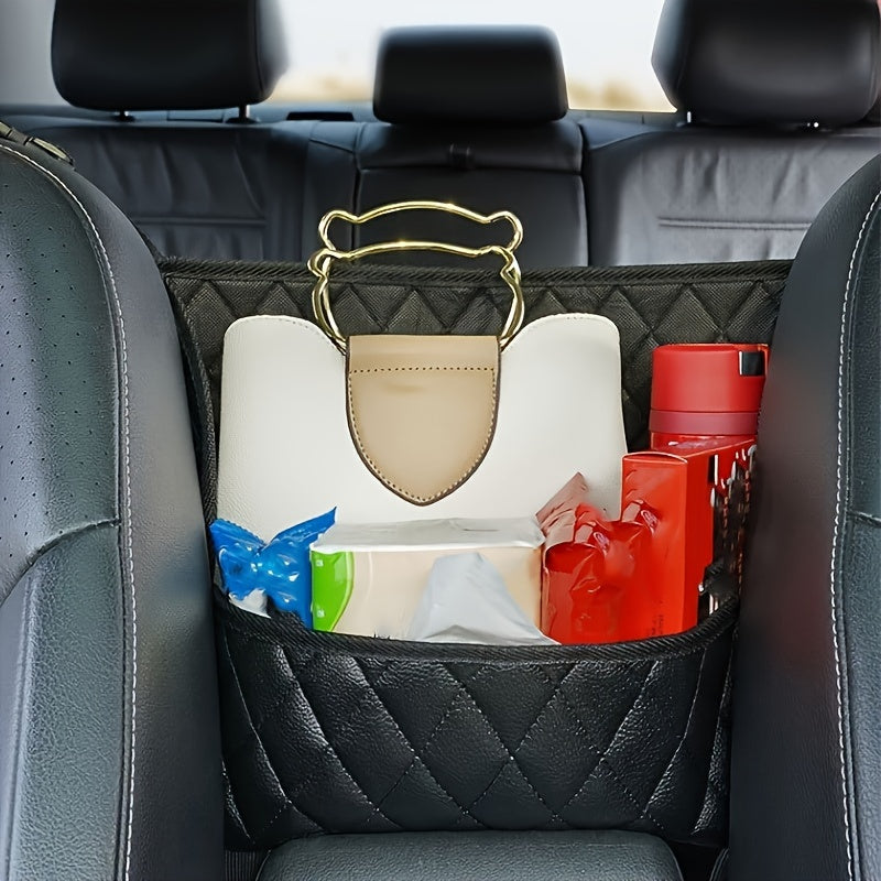 Spacious Luxury Faux Leather Car Seat Organizer - Hanging Mount Back Seat Storage with Multiple Compartments - Ideal for Family Cars, Travel & Daily Use