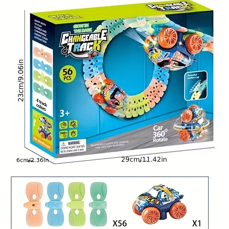 1 Set Race Track Car Toy, Rail Car Game Set, for Boys And Girls, Colorful Luminous Hangable Electric Rail Cars, Birthday Gifts, for Fun At Christmas Parties (without battery) as Halloween Gift for winter