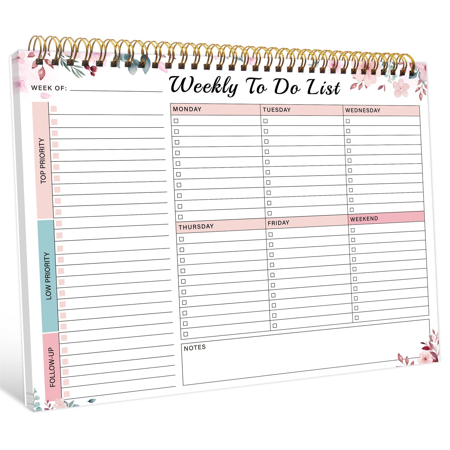 Weekly Student To-Do List Planner - English Academic Schedule Notebook with Daily Work Organizer, Top Priorities and Notes Section by BUBU