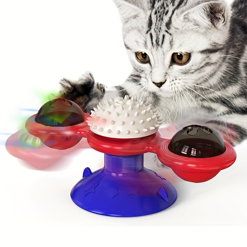 1pc, Fun Rotating Cat Toy, Windmill Turntable Design, Cat Teaser, Stimulate Cat's Vitality, Interactive Play, Enhance Emotions, New Fun in Pet Life