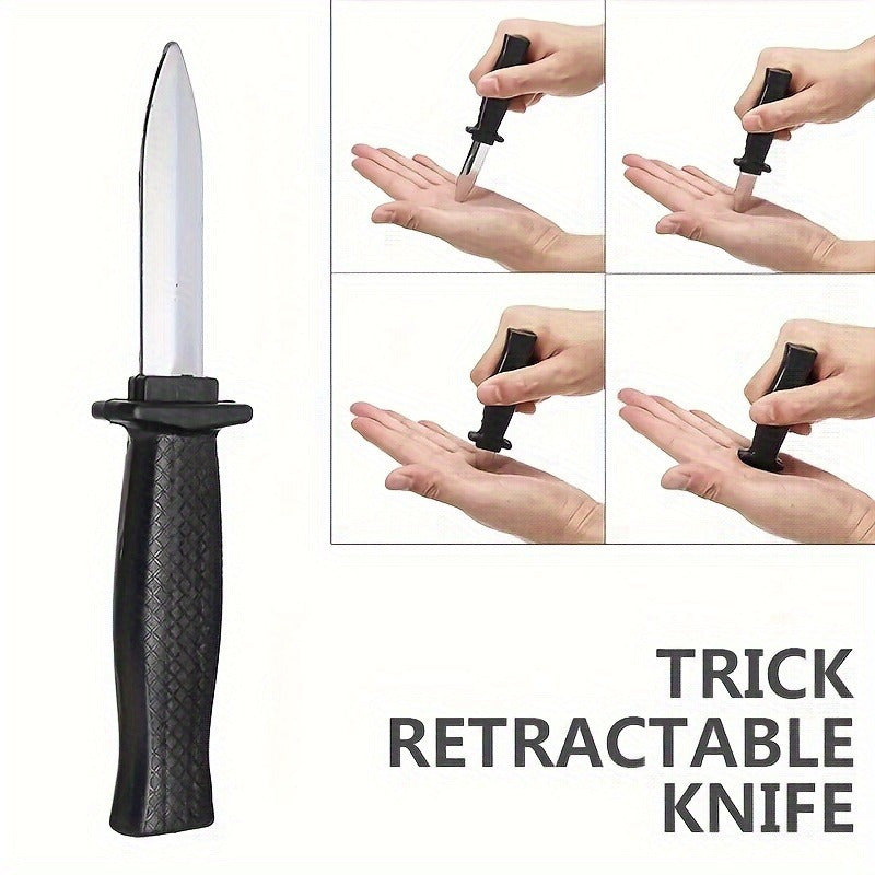 [Black PVC Retractable Knife] Retractable Black PVC Knife Prop | Magic Trick Dagger for Pranks, Jokes, Halloween, and Christmas Gifts, Suitable for Ages 18+