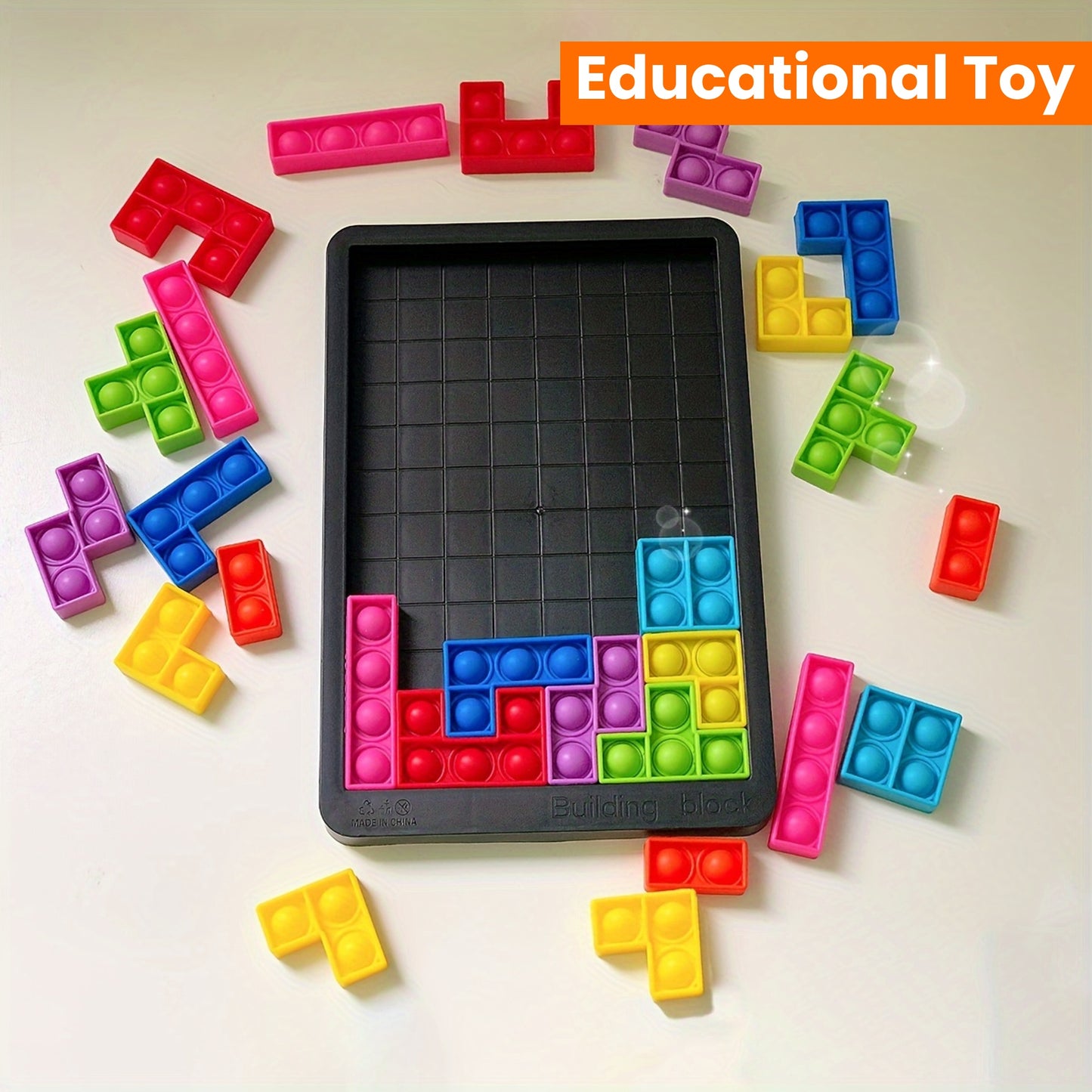 Soft Silicone Puzzle Building Blocks - Relax & Brain Teaser Game for Parent-Youngsters Bonding, Educational Toy