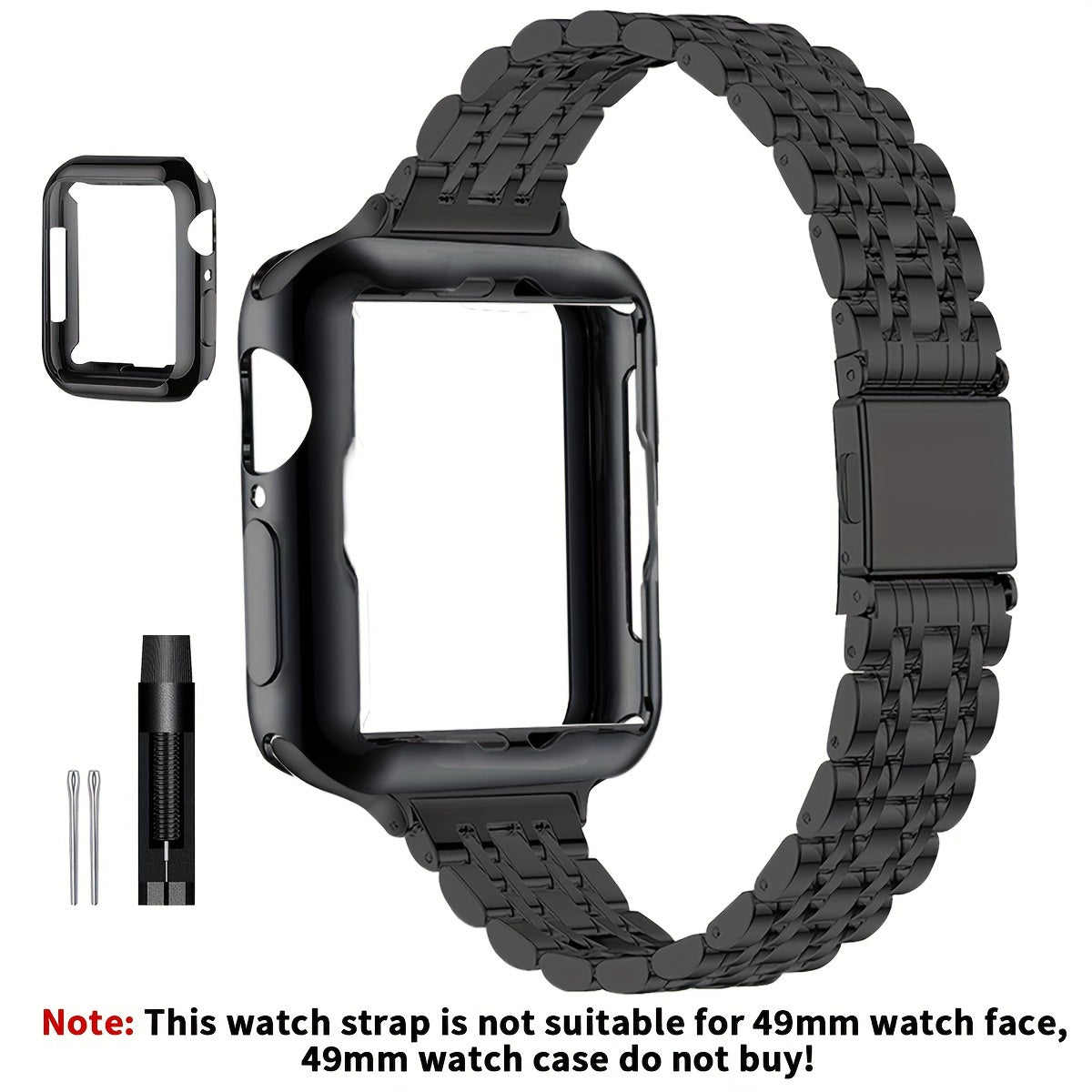 [Elegant Watch Band] Gold-Plated Stainless Steel 1pc Watch Band | Foldover Clasp and Protective Case for Apple Watch, Compatible with iWatch Series 1-9/SE/SE2, Elegant Women's Wristband Accessory