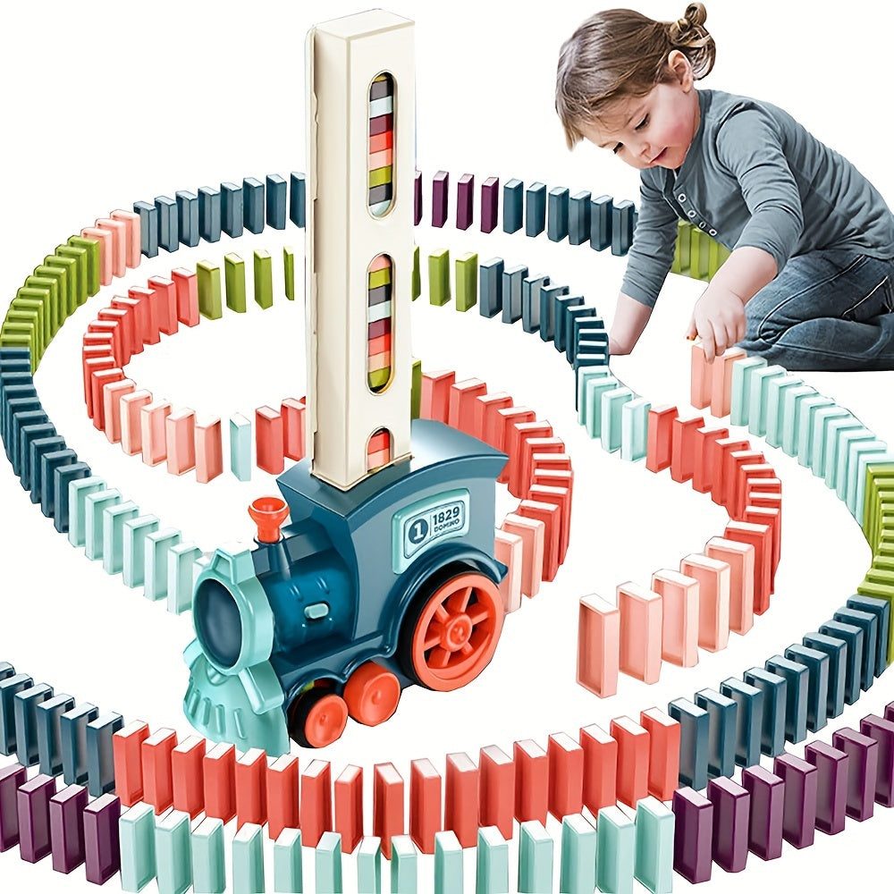 [Educational Domino Train] Fun and Educational Domino Rally Electric Train Set for Kids | Creative Building Blocks for Hours of Fun! | Halloween Christmas Gifts