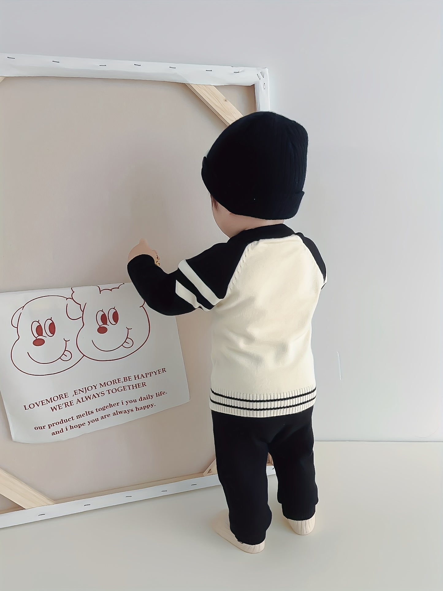 Newborn Baby Clothes Autumn and Winter Set for Boys: Stylish Sweater Pullover Knitted Long Pants Two-Piece Suit, Perfect for Outdoor
