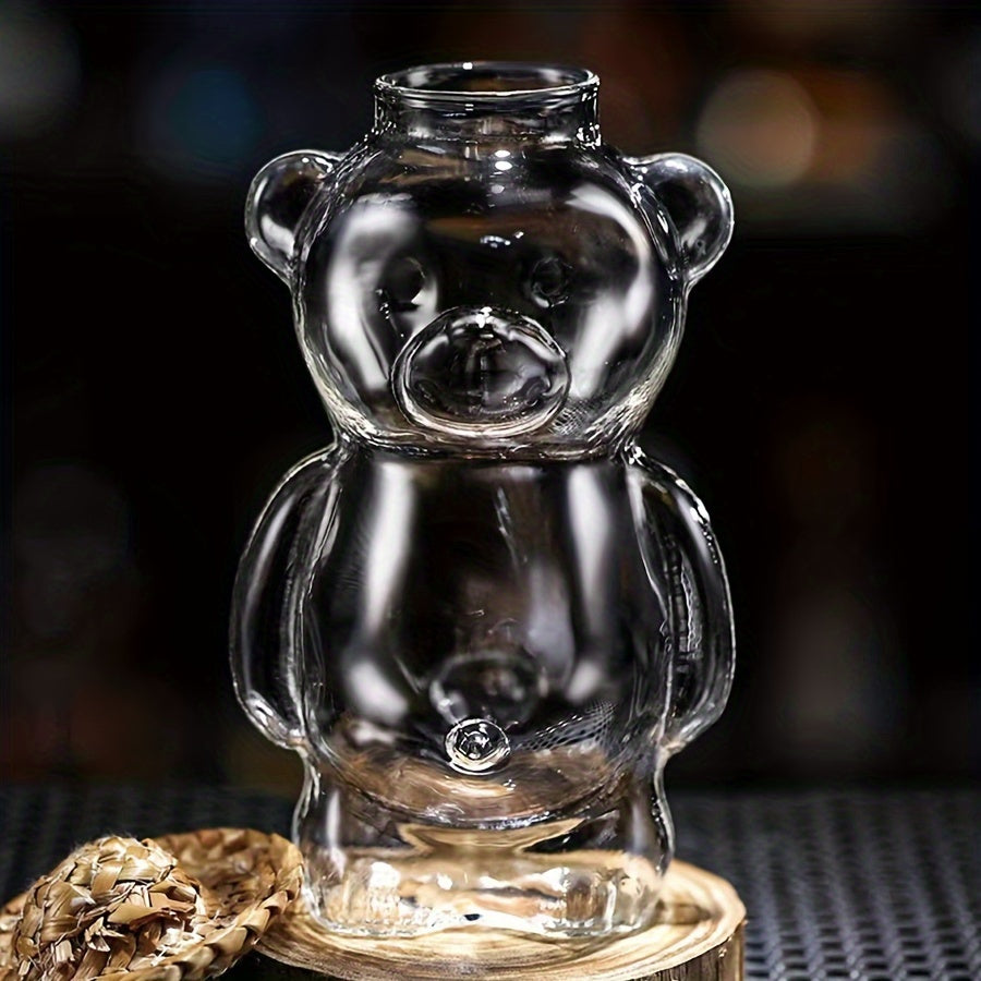 [Reusable Insulated Bear Cocktail Cup] Adorable Glass Bear Cocktail Cup - Perfect for Home Use, Hand Wash Only, Insulated, Reusable
