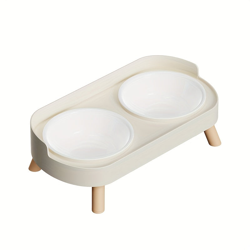[Elevated Feeder] Elevated Double Bowl Feeder | Featuring Water And Feeding Integration Design, Available in Plastic, Stainless Steel, And Ceramic in Various Colors, Perfect for Cats And Dogs