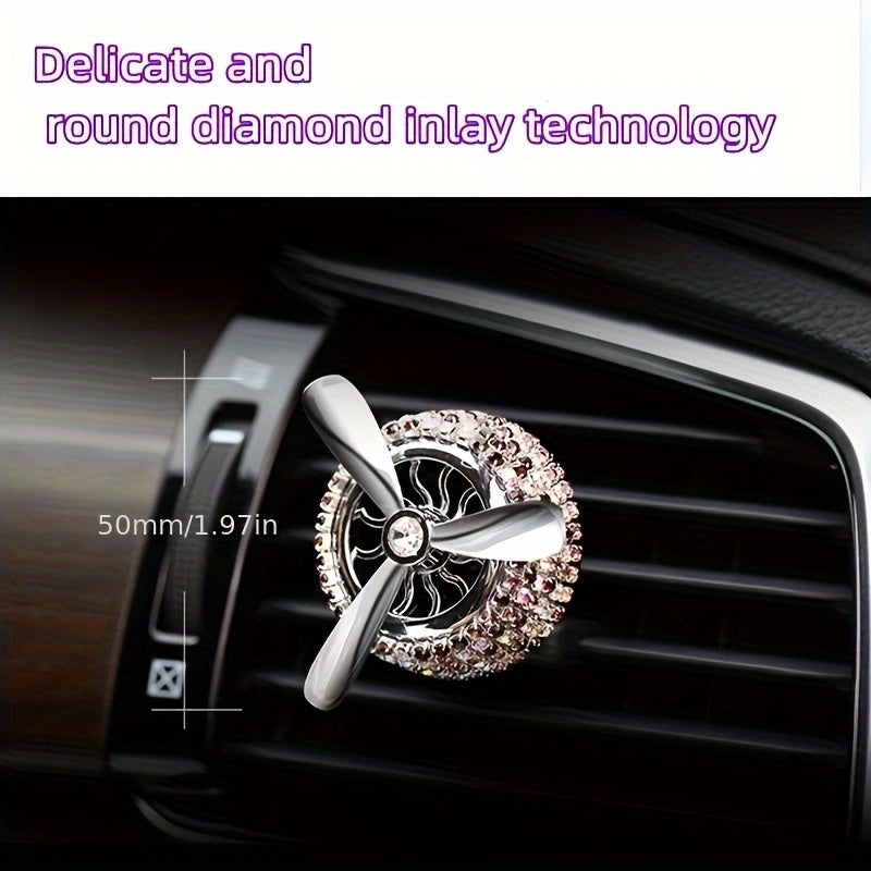Car Air Vent Solid Perfume, Vehicle Air Freshener, Air Conditioning Fragrance Tablets, Air Force Propeller Perfume, Solid Fragrance Tablets, Rotating Fan Car Interior Decoration, Handmade Rhinestone Fragrance Tablets, Automotive Air Freshener, Interesting