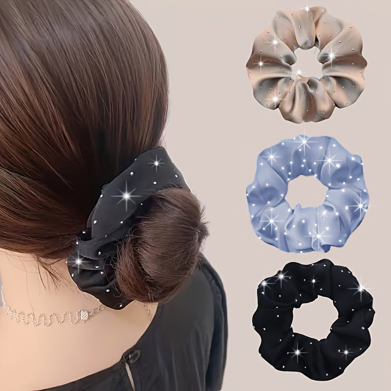 3pcs Elegant Women's Hair Tie Set, Stylish Rhinestone Headbands with Embellished Fabric Straps, Perfect for Ladies and s, Ideal Wedding and Party Gift