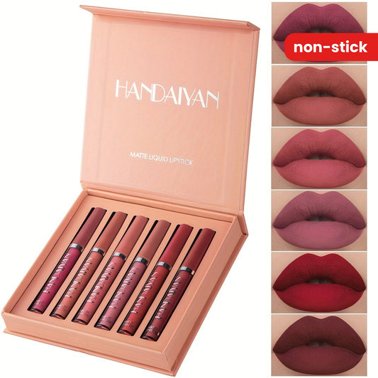 6 Pcs Matte Liquid Lipstick Makeup Set, Matte Liquid Long-Lasting Wear Non-Stick Cup Not Fade Waterproof Lip Gloss